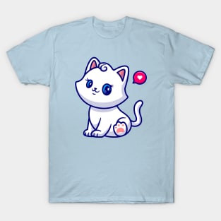 Cute Cat Girl Sitting Cartoon T-Shirt